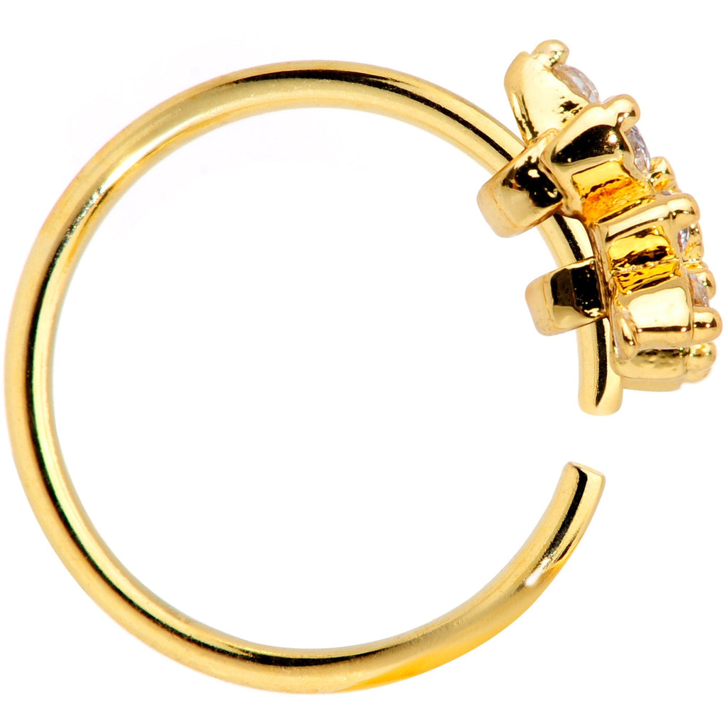 BodyCandy 20G 5/16 Clear CZ Gem Gold Plated Tiny Triangle Nose Hoop — detail and construction