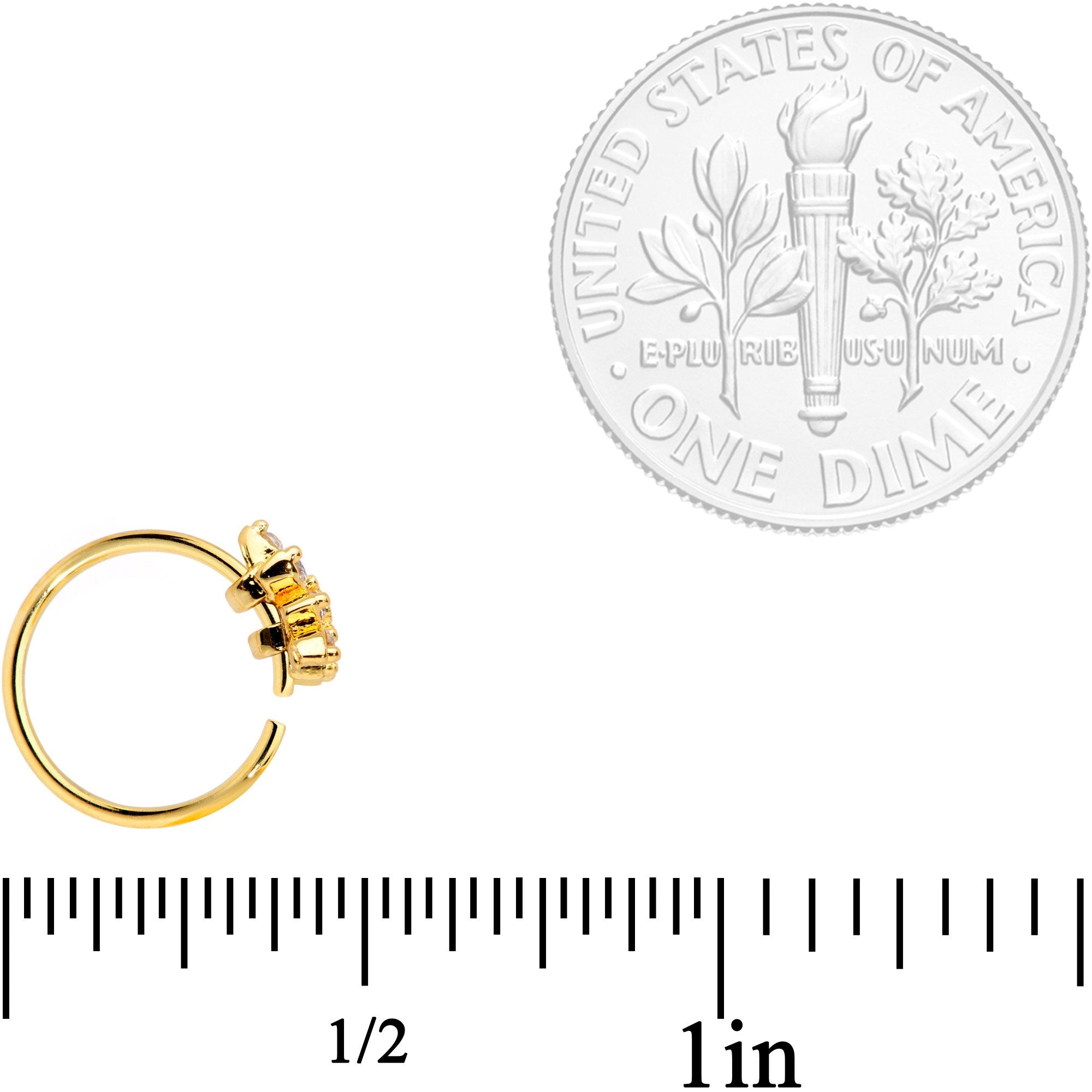 BodyCandy 20G 5/16 Clear CZ Gem Gold Plated Tiny Triangle Nose Hoop — lifestyle context