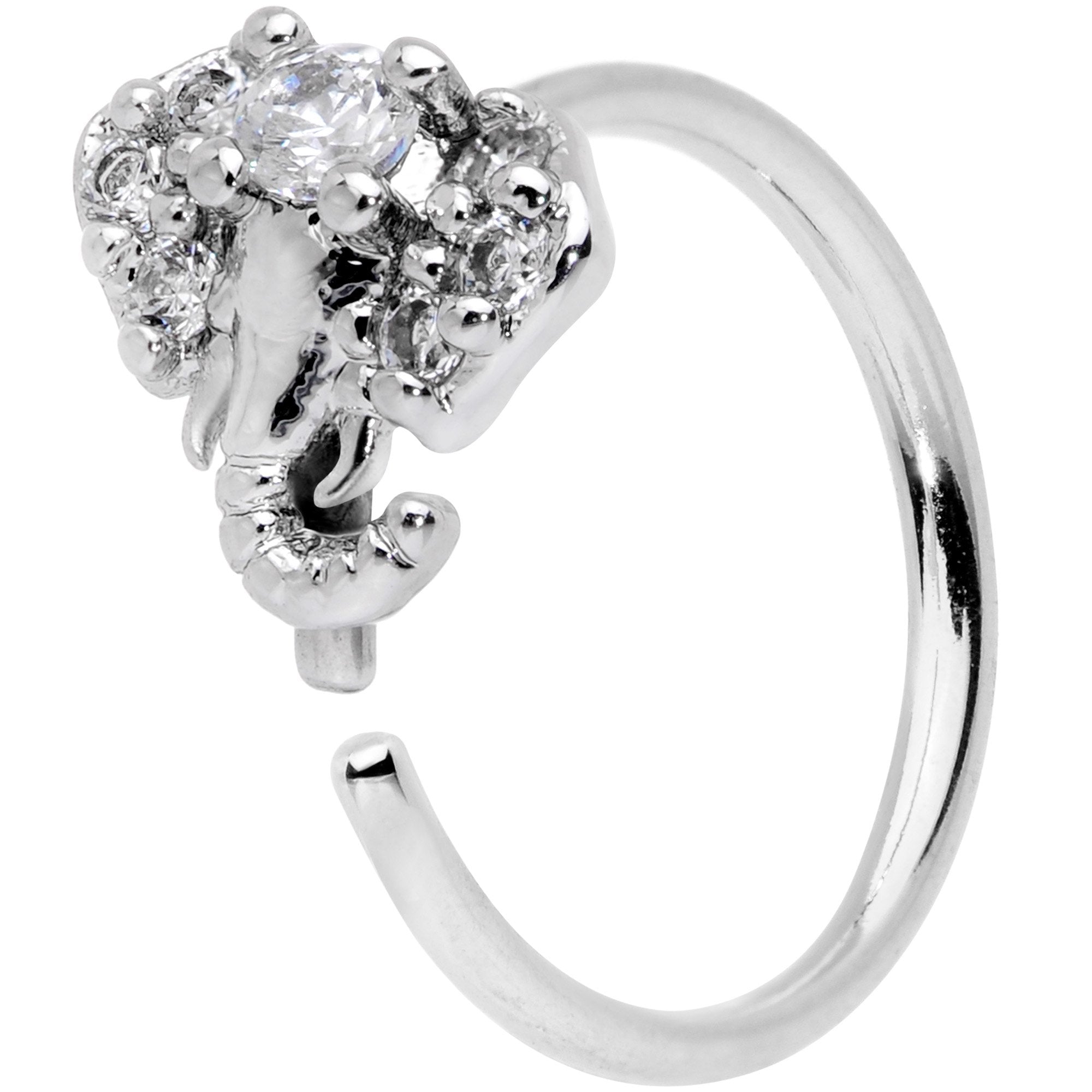 BodyCandy 20G 5/16 Clear Gem Enticing Elephant Nose Hoop — main product shot