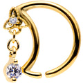 BodyCandy 16G 3/8 Clear CZ Gem Gold Tone Crescent Moon Dangle Closure Ring — main product shot