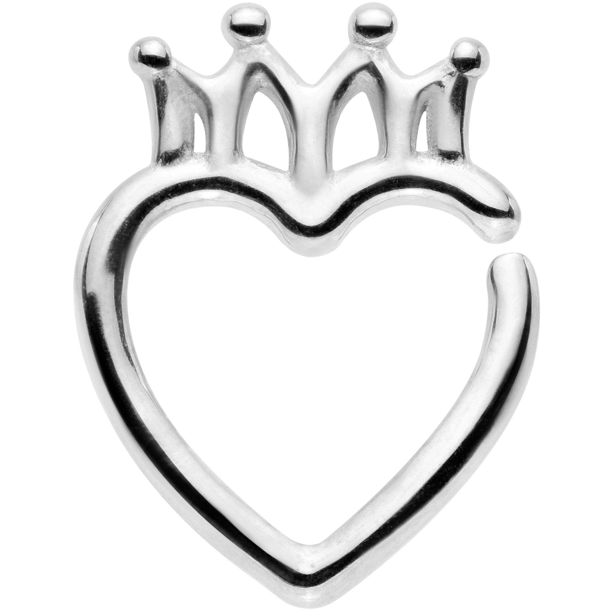 BodyCandy 16G 5/16 Royal Crown Heart Right Ear Closure Ring — main product shot