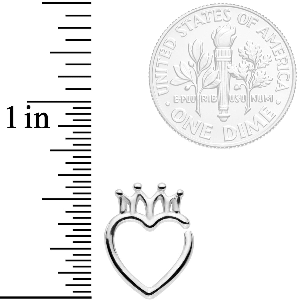 BodyCandy 16G 5/16 Royal Crown Heart Right Ear Closure Ring — detail close-up
