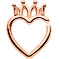 BodyCandy 16G 5/16 Rose Gold Tone Royal Crown Heart Right Ear Closure Ring — main product shot