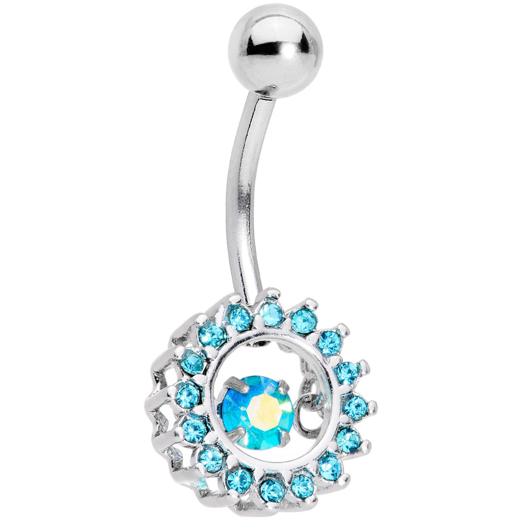 BodyCandy Aqua Gem Elegant Dance Crown Belly Ring — main product shot
