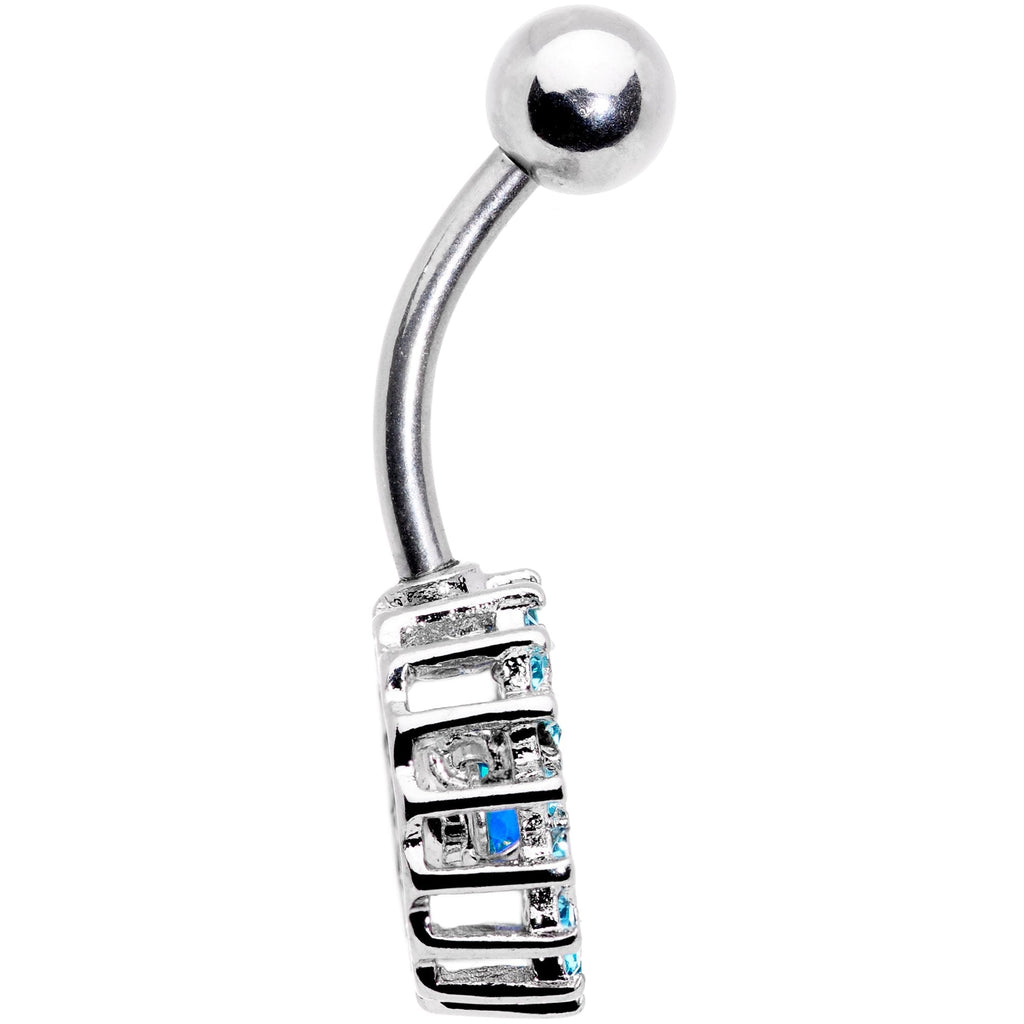 BodyCandy Aqua Gem Elegant Dance Crown Belly Ring — detail close-up