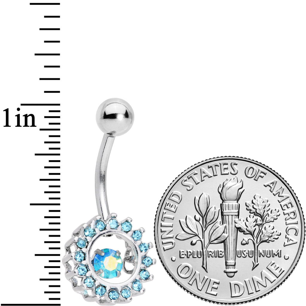BodyCandy Aqua Gem Elegant Dance Crown Belly Ring — lifestyle context