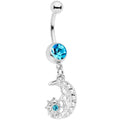 BodyCandy Aqua Gem Peaceful Night Star Moon Dangle Belly Ring — main product shot