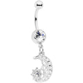 BodyCandy Clear Gem Peaceful Night Star Moon Dangle Belly Ring — main product shot