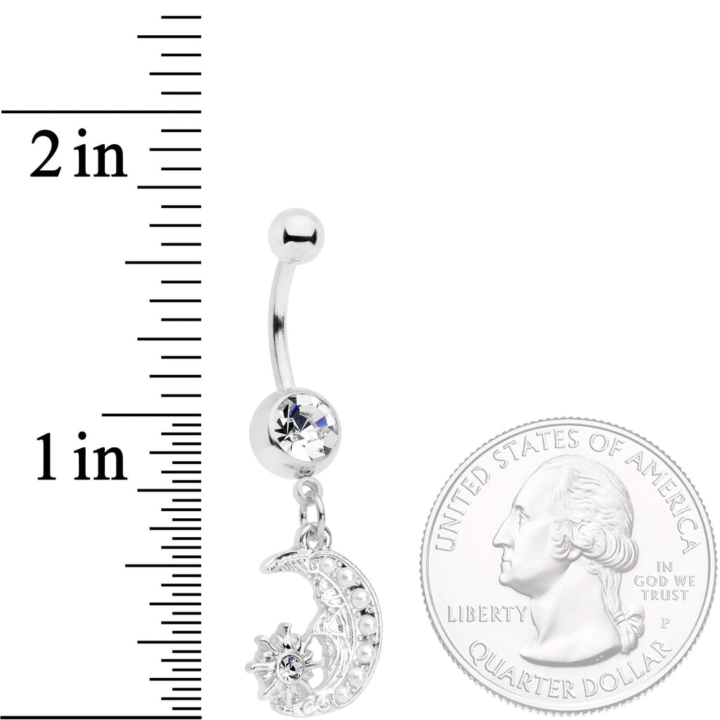 BodyCandy Clear Gem Peaceful Night Star Moon Dangle Belly Ring — detail and construction