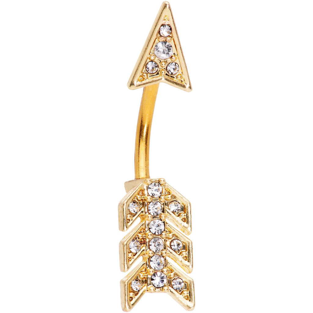 BodyCandy Clear Gem Minerva Arrow Reversible Belly Ring — lifestyle context