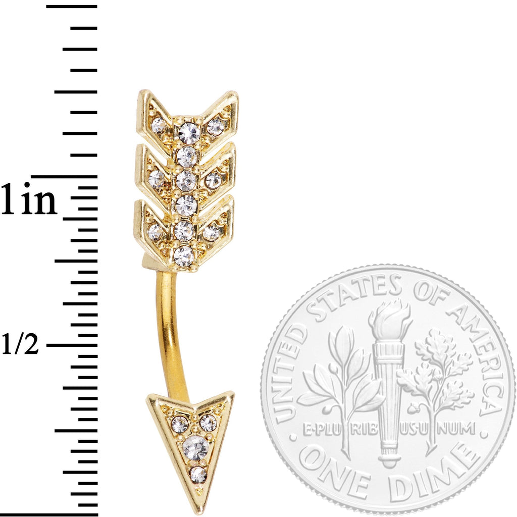 BodyCandy Clear Gem Minerva Arrow Reversible Belly Ring — side view