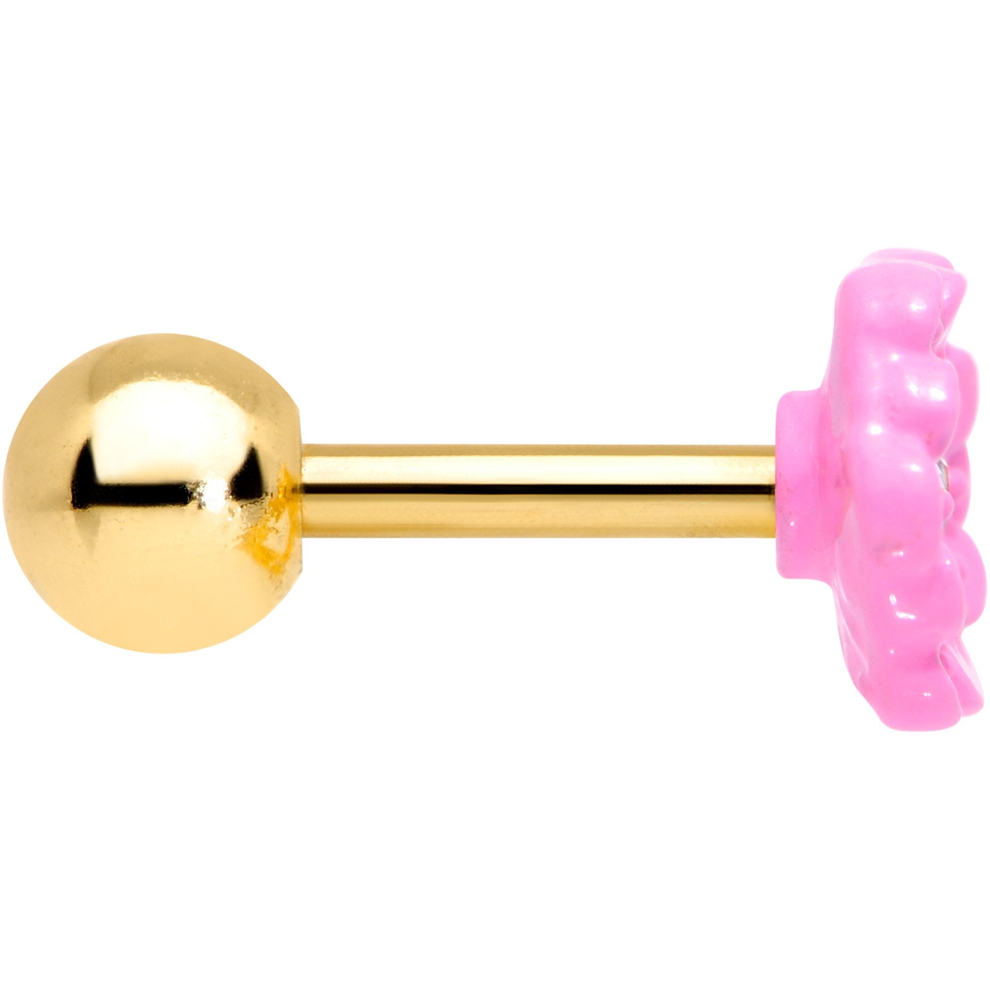 BodyCandy 16G 1/4 Clear Gem Gold Tone Pink Flower Tragus Cartilage Earring — detail and construction