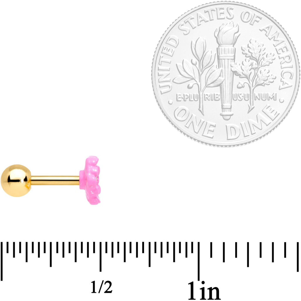 BodyCandy 16G 1/4 Clear Gem Gold Tone Pink Flower Tragus Cartilage Earring — lifestyle context