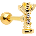 BodyCandy 16G 1/4 Clear CZ Gem Gold Tone Wing Nut Cartilage Tragus Earring — main product shot