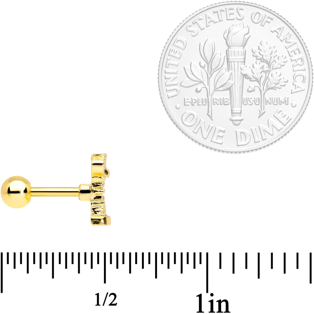 BodyCandy 16G 1/4 Clear CZ Gem Gold Tone Wing Nut Cartilage Tragus Earring — side view