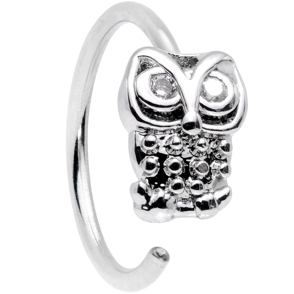 BodyCandy 20G 5/16 Clear CZ Gem All About Owl Nose Hoop — detail close-up