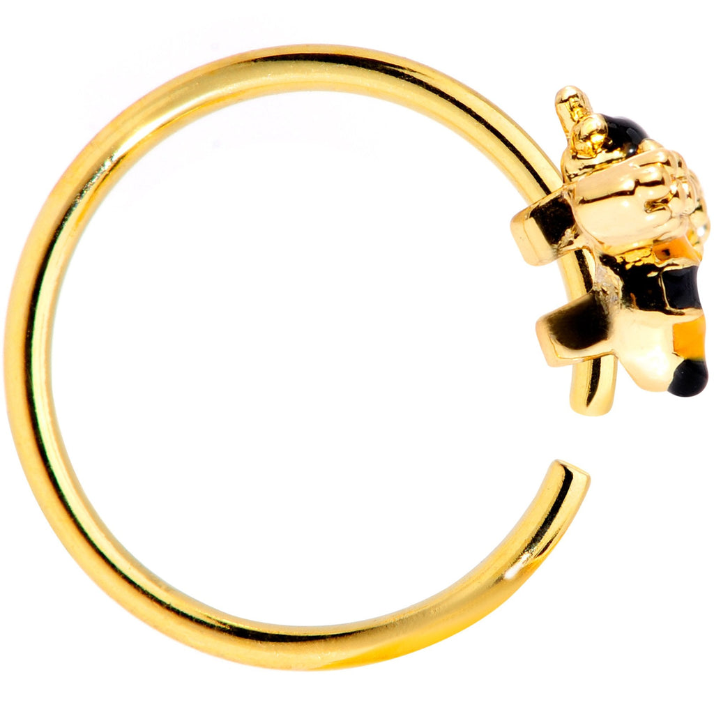 BodyCandy 20G 5/16 Clear CZ Gem Gold Tone Busy Bumble Bee Nose Hoop — lifestyle context