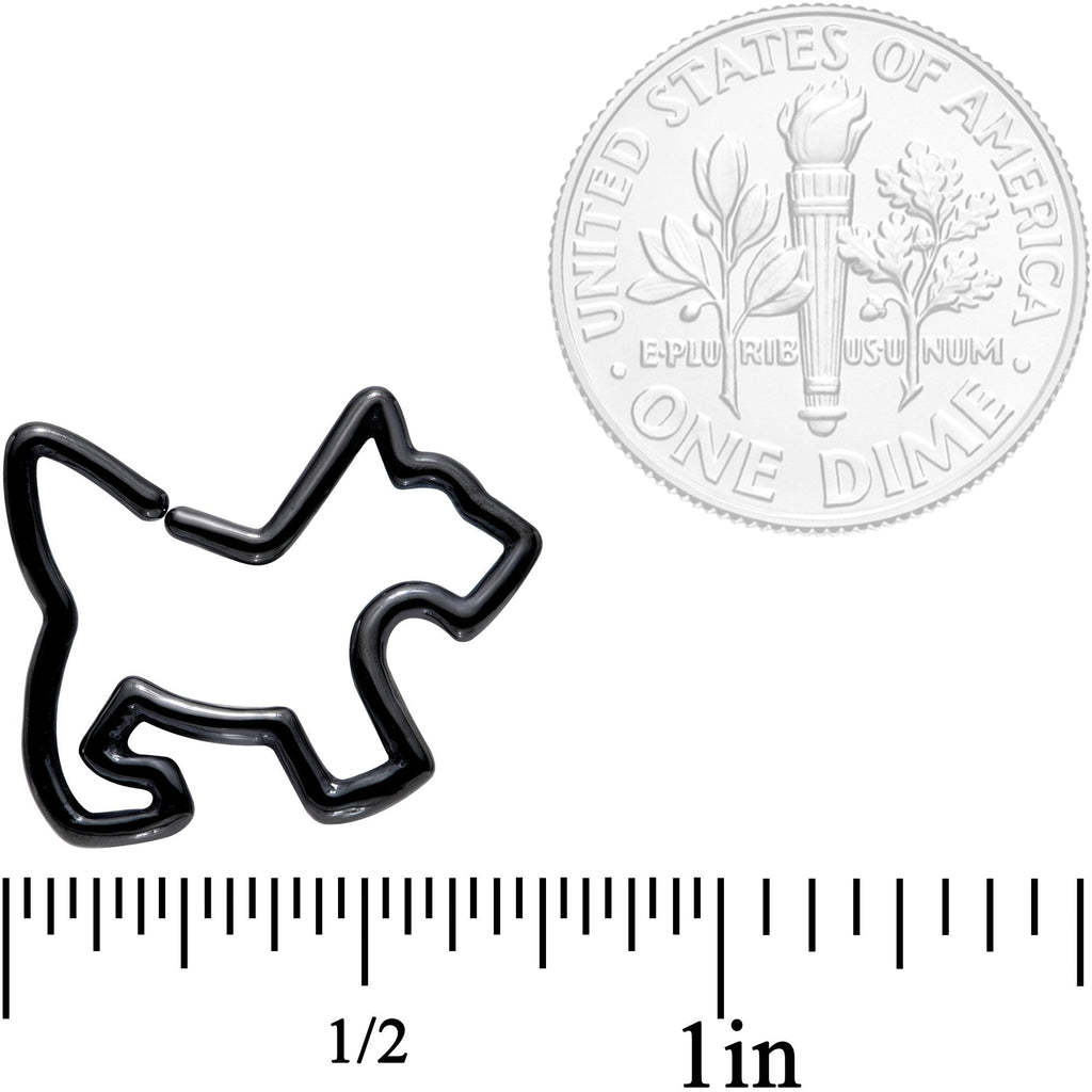 BodyCandy 16G 5/16 Black PVD Sweet Scotty Dog Closure Ring — detail close-up