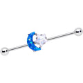 BodyCandy 14G Blue White Faux Opal Starry Moon Industrial Barbell 38mm — main product shot