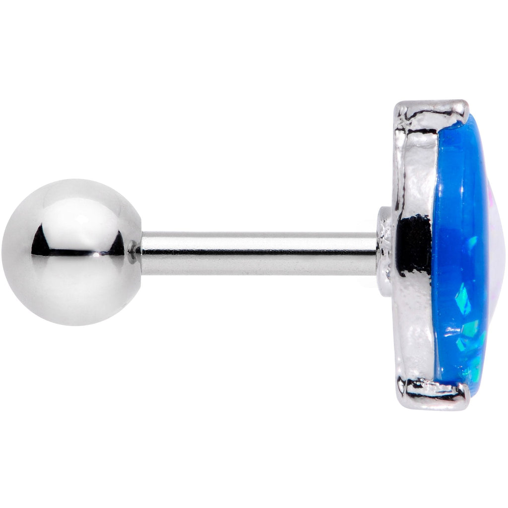 BodyCandy 16G 1/4 Blue White Faux Opal Star Moon Cartilage Tragus Earring — detail and construction