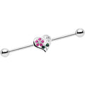 BodyCandy 14G Clear Pink Gem Flower Heart Barbell Industrial — main product shot