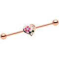 BodyCandy 14G Clear Pink Gem Flower Heart Rose Gold Tone Barbell Industrial — main product shot
