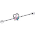 BodyCandy 14G Pink Blue Butterfly Heart Industrial Barbell 38mm — main product shot