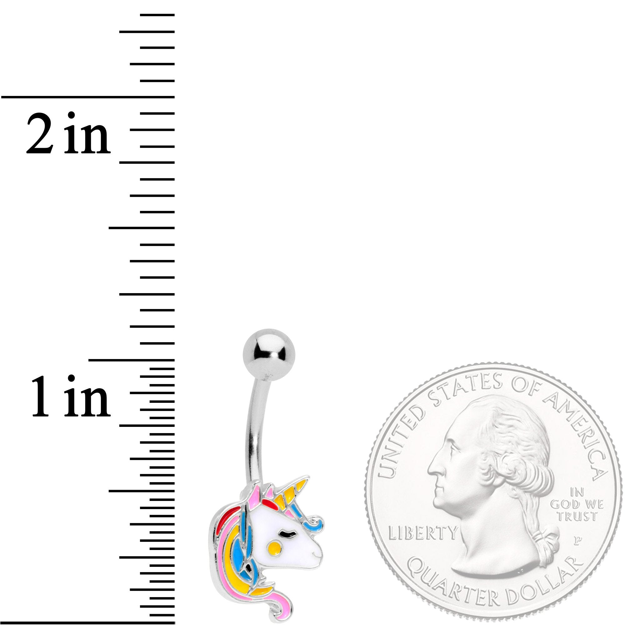 BodyCandy Color Swirl 80s Retro Unicorn Belly Ring — detail and construction