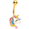 BodyCandy Gold Tone Color Swirl 80s Retro Unicorn Belly Ring — main product shot