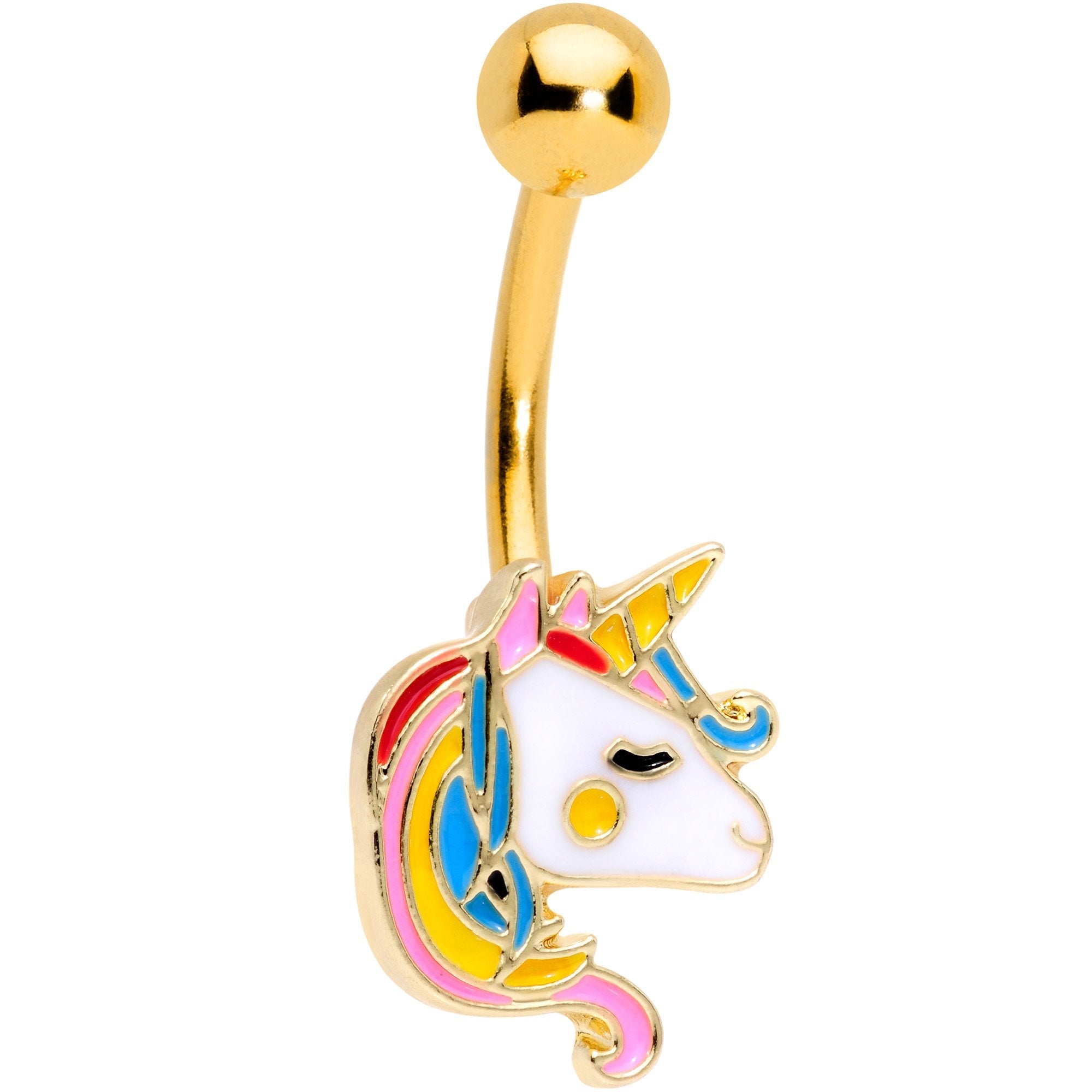 BodyCandy Gold Tone Color Swirl 80s Retro Unicorn Belly Ring — main product shot