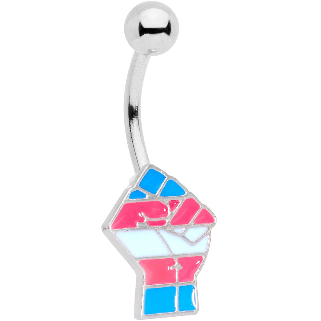 BodyCandy Pink Blue White Transgender Pride Fist Belly Ring — main product shot