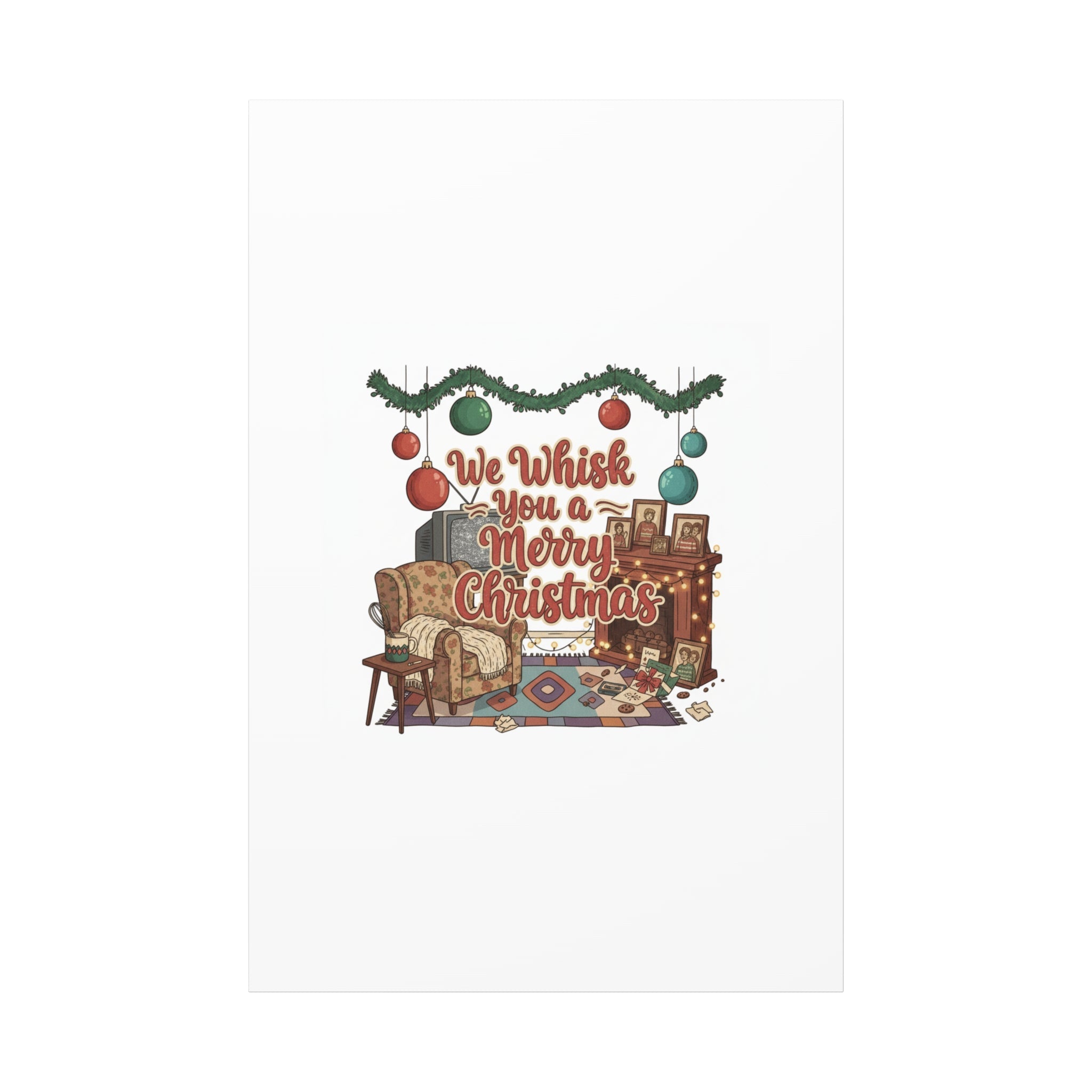 We Whisk You a Merry Christmas Canvas | Retro Christmas Decor, Vintage Holiday Print