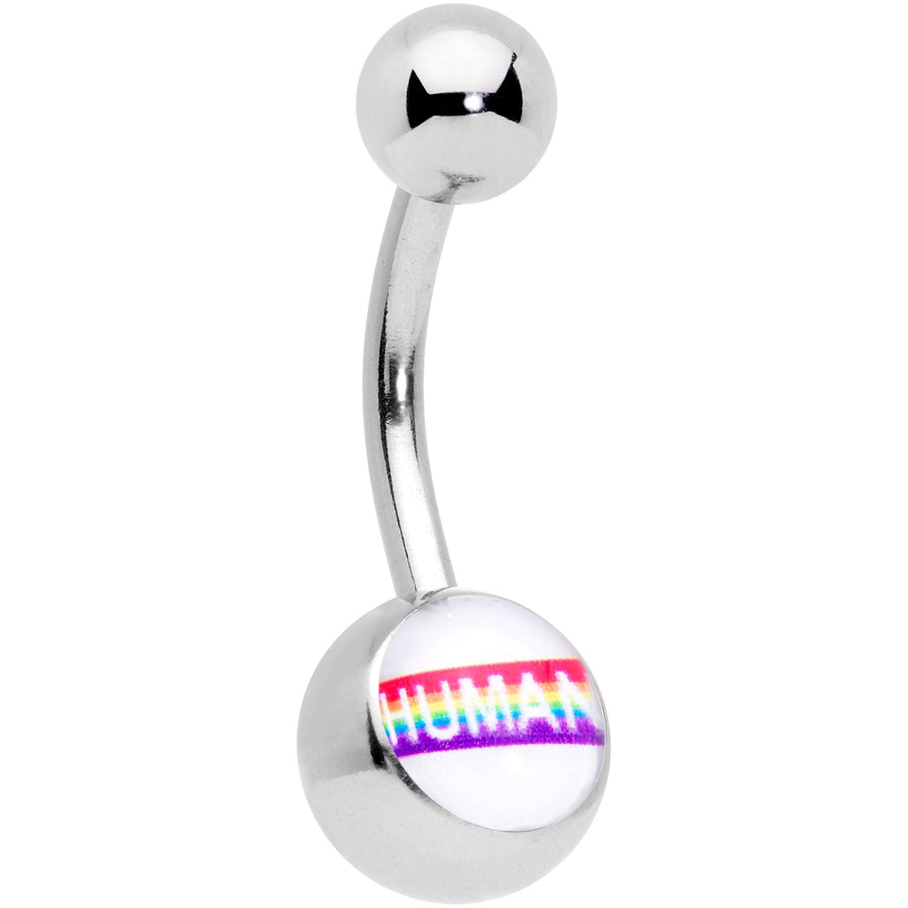 BodyCandy Rainbow Text Human Pride Belly Ring — main product shot
