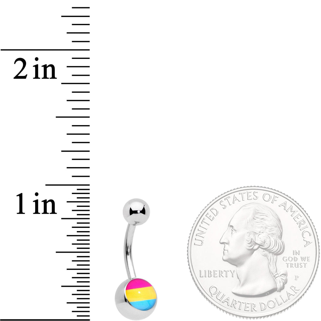 BodyCandy Red Yellow Blue Pansexual Pride Flag Belly Ring — detail close-up