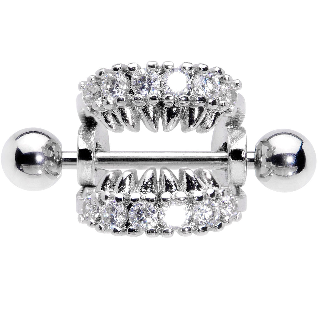 BodyCandy 16G 1/2 Clear CZ Gem Scary Monster Fangs Cartilage Cuff — main product shot