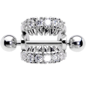 16G 1/2 Clear CZ Gem Scary Monster Fangs Cartilage Cuff