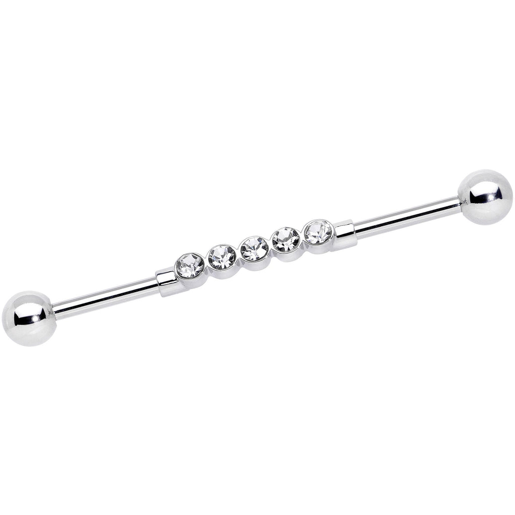 BodyCandy 14G Clear CZ Gem Quintuplet Industrial Barbell 38mm — main product shot