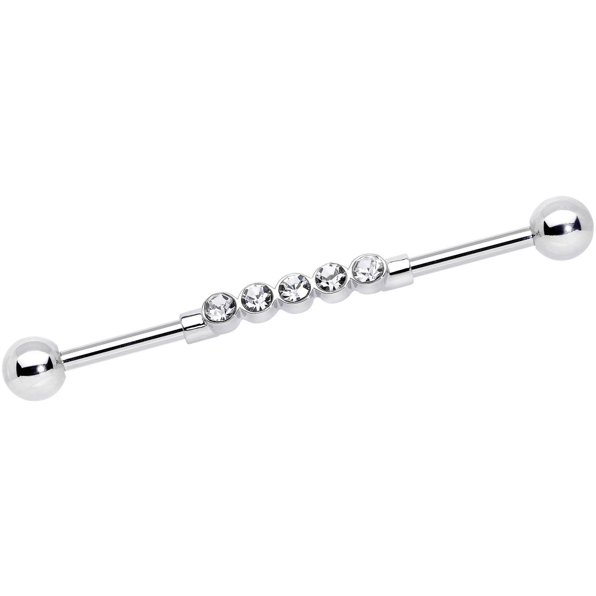 BodyCandy 14G Clear CZ Gem Quintuplet Industrial Barbell 38mm — main product shot