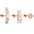 BodyCandy 16G 1/4 Clear CZ Rose Gold PVD Internally Threaded Tragus Set — main product shot