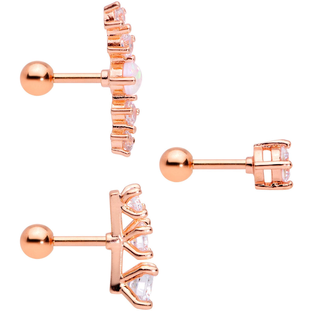 BodyCandy 16G 1/4 Clear CZ Rose Gold PVD Internally Threaded Tragus Set — lifestyle context