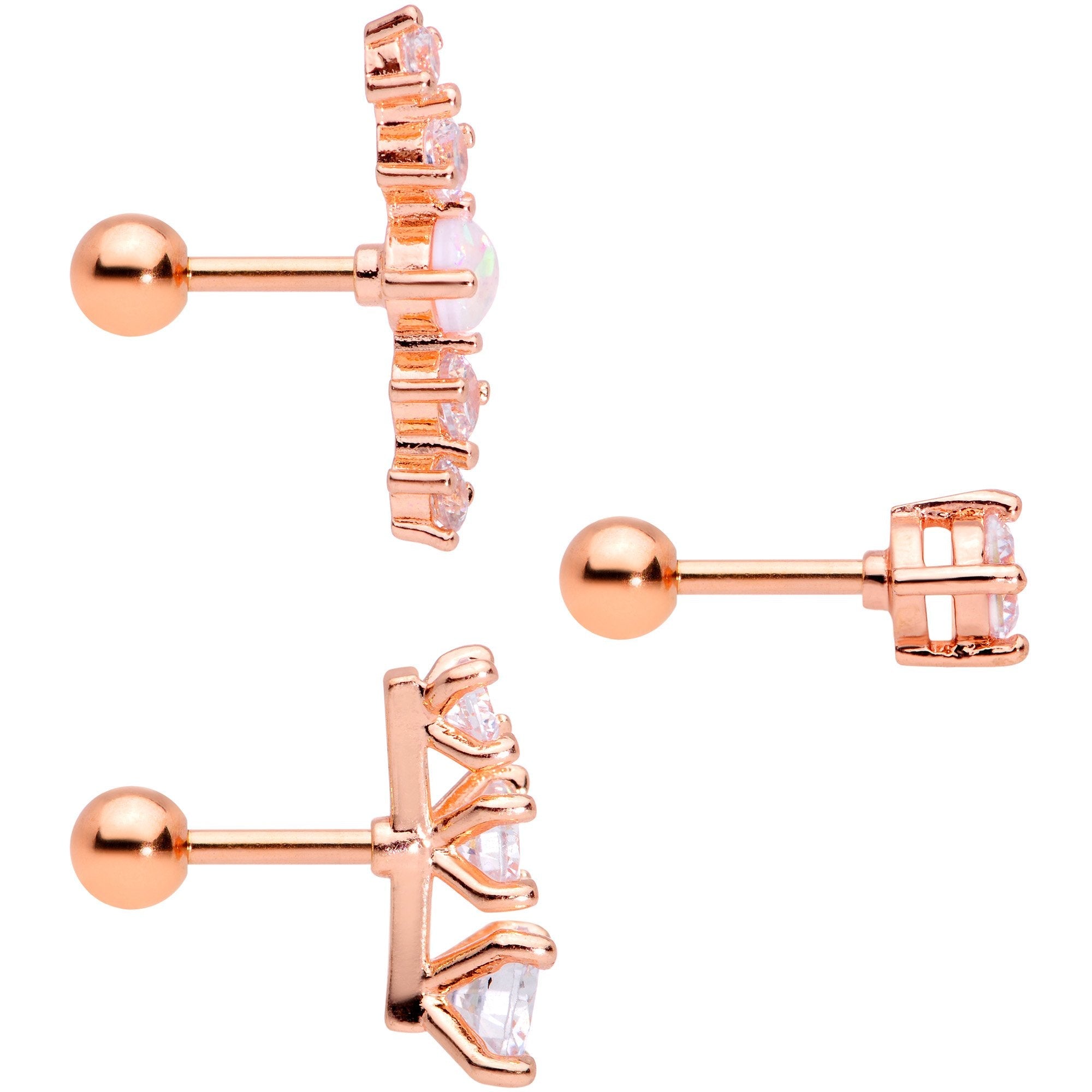 BodyCandy 16G 1/4 Clear CZ Rose Gold PVD Internally Threaded Tragus Set — lifestyle context