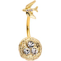 BodyCandy Clear Gem Gold Tone Birds Nest Double Mount Belly Ring — main product shot