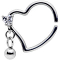 BodyCandy 16G 3/8 Clear CZ Gem Funky Heart Right Dangle Closure Ring — main product shot