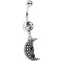 BodyCandy Clear Black Gem Night Skull Crescent Moon Dangle Belly Ring — main product shot