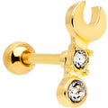 BodyCandy 16G 1/4 Clear CZ Gem Gold Tone Crescent Wrench Cartilage Tragus — main product shot