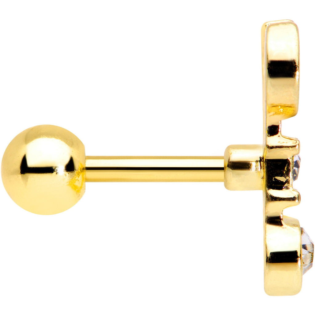 BodyCandy 16G 1/4 Clear CZ Gem Gold Tone Crescent Wrench Cartilage Tragus — lifestyle context