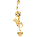 BodyCandy Clear CZ Gem Gold Tone Open Heart Arrow Dangle Belly Ring — main product shot
