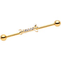 BodyCandy 14G Clear CZ Gem Gold Tone Wing Nut Industrial Barbell 38mm — main product shot
