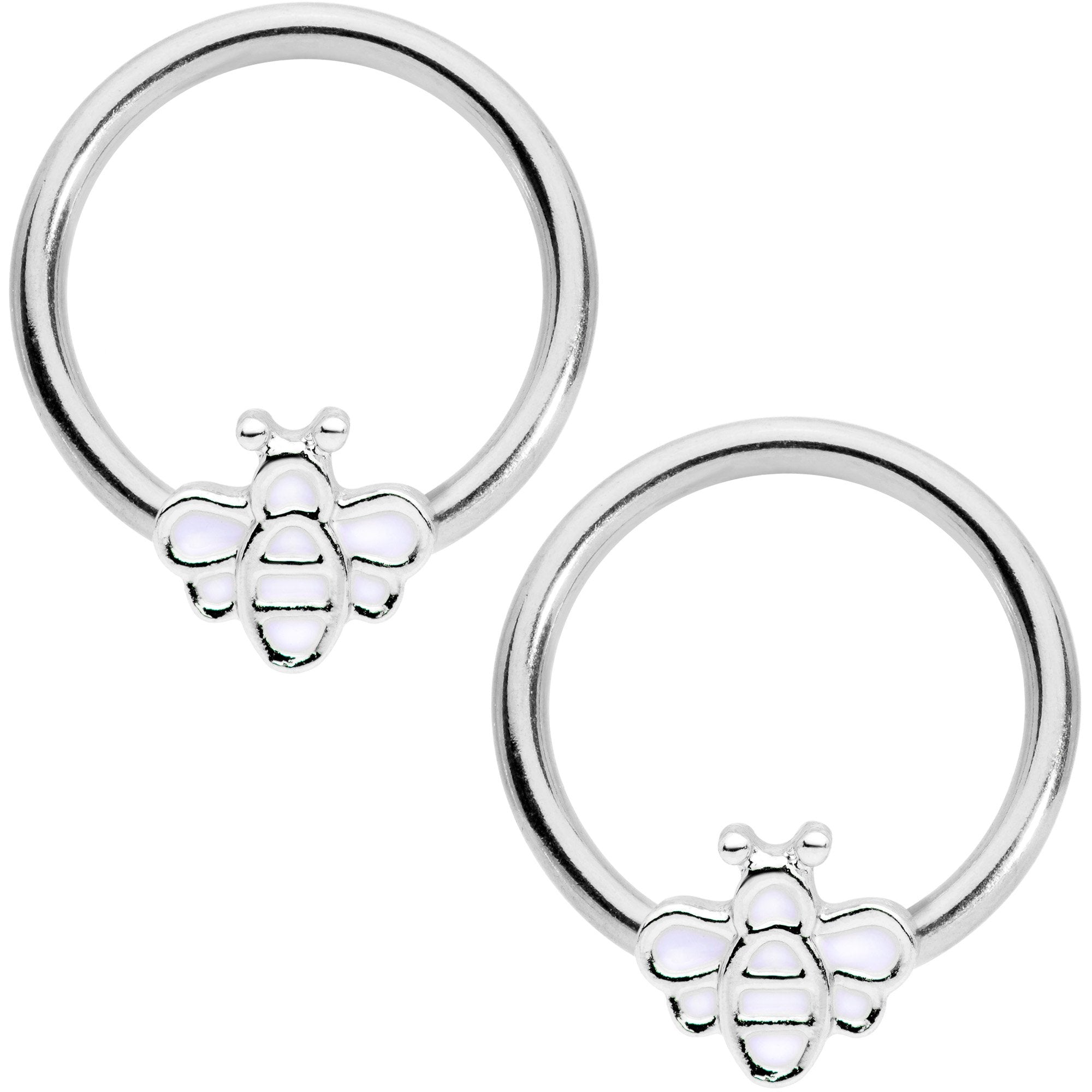 BodyCandy 14G 1/2 Bumble Bee BCR Captive Nipple Ring Set — main product shot