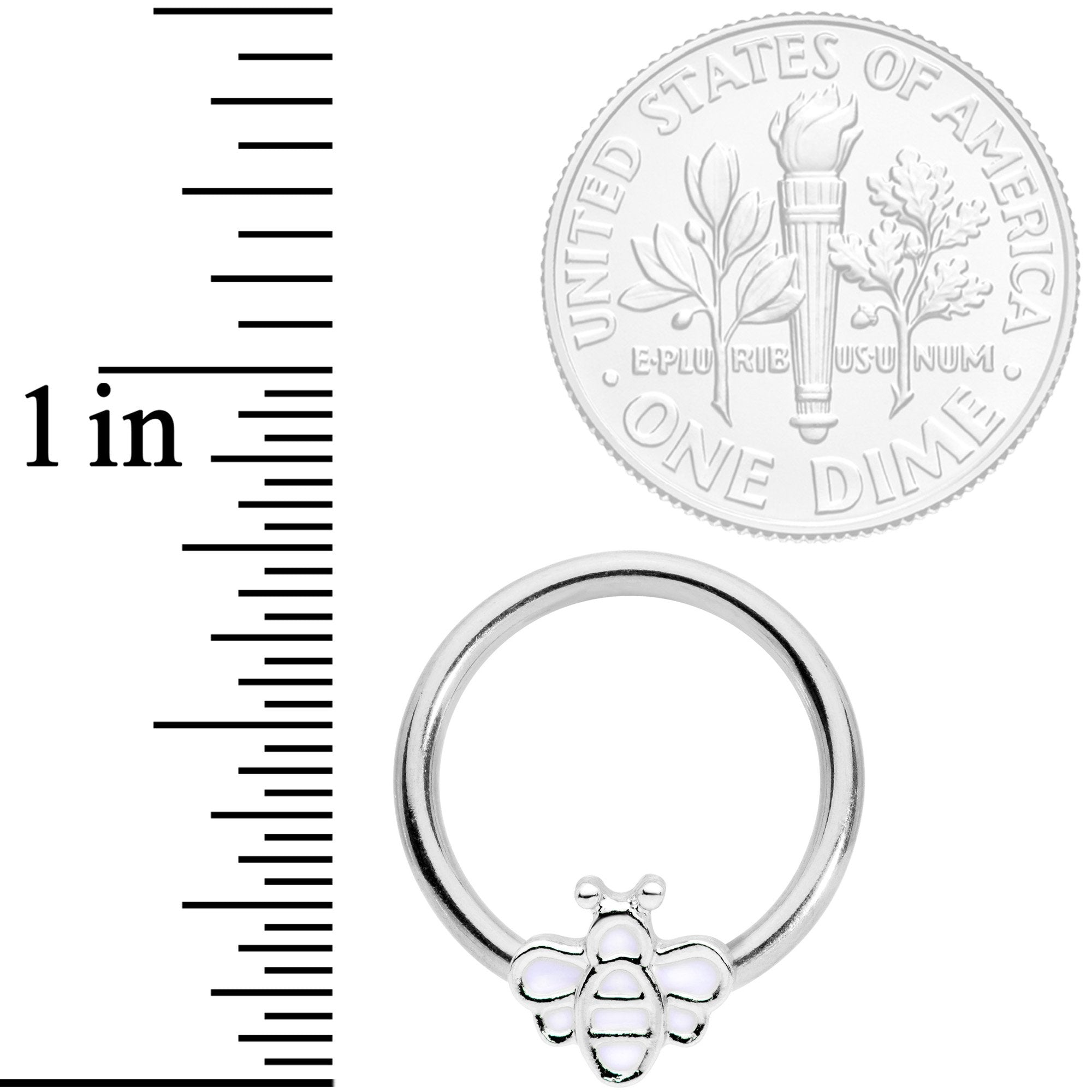 BodyCandy 14G 1/2 Bumble Bee BCR Captive Nipple Ring Set — detail close-up